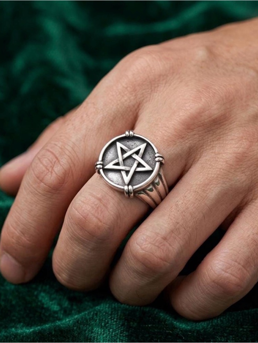 Sterling Silver Pentagram Signet Ring size 6